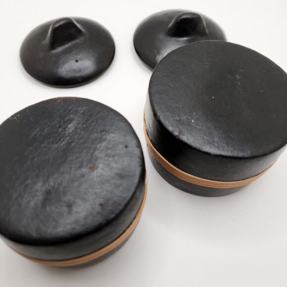 Set Of Primitive Rustic Small black Canisters Salt Cellar Spice Jar Earthy - Picture 8 of 9